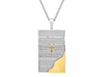 Yellow Ion-Plated Stainless Steel IP Lord's Prayer Tablet Pendant With Chain