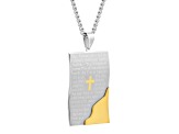 Yellow Ion-Plated Stainless Steel IP Lord's Prayer Tablet Pendant With Chain