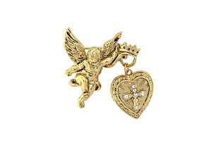 Symbols of Faith Crystal Gold Tone Glory of the Cross Fob Locket Brooch