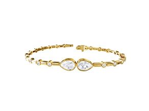 White Lab-Grown Diamond EF VVS-VS 14k Yellow Gold Link Bracelet 2.40ctw