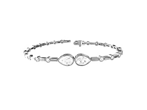 14k White Gold 2.5ctw Pear Cut Lab Grown Diamond Link Bracelet 7" VVS-VS, E-F
