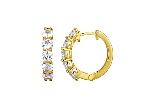 White Lab Created Sapphire 18k Gold Over Sterling Silver Hoop Earrings 3.31ctw