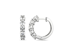 White Lab Created Sapphire Rhodium Over Sterling Silver Hoop Earrings 3.31ctw
