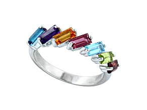 EFFY Sterling Silver Amethyst, Topaz, Citrine, Garnet, Tourmaline, Peridot Band Ring 1.67ctw