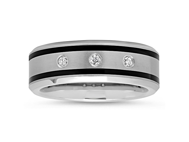 Tungsten Comfortâ„¢ 0.12ctw Diamond Tungsten and Resin 8MM Band