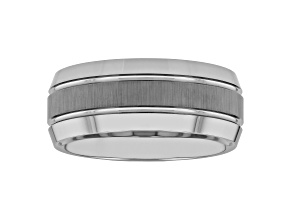 Tungsten 9MM Brushed Center Grooved Band