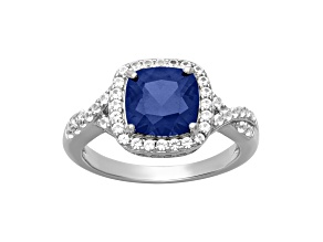 Lab Created Blue and White Sapphire Sterling Silver Engagement Ring 2.25ctw