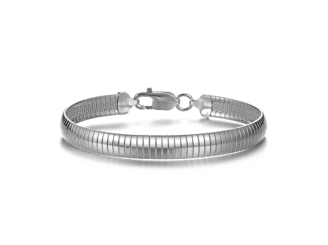 Rhodium Plated over Sterling Silver Sleek Chain Bracelet