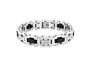 0.20ctw Diamond and Stainless Steel with Forged Carbon Fiber Bracelet