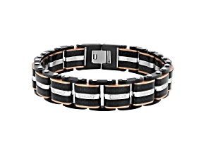 Ion-Plated Black and Rose Stainless Steel and Diamond Bracelet 0.33ctw
