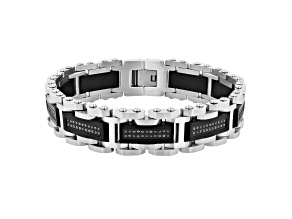 1.0ctw Black Diamond Two-Tone Stainless Steel Link Bracelet