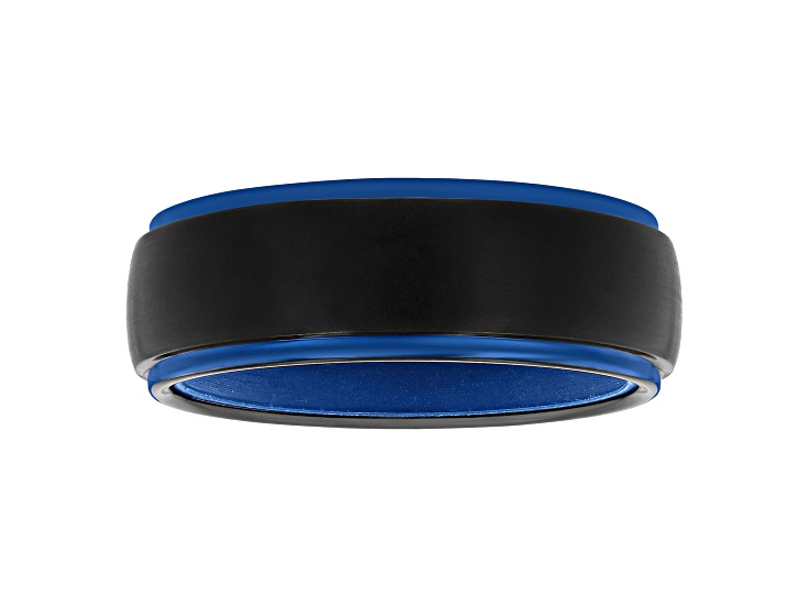 Tungsten Comfort™ Tungsten and Silicone Band in Black and Blue Finish
