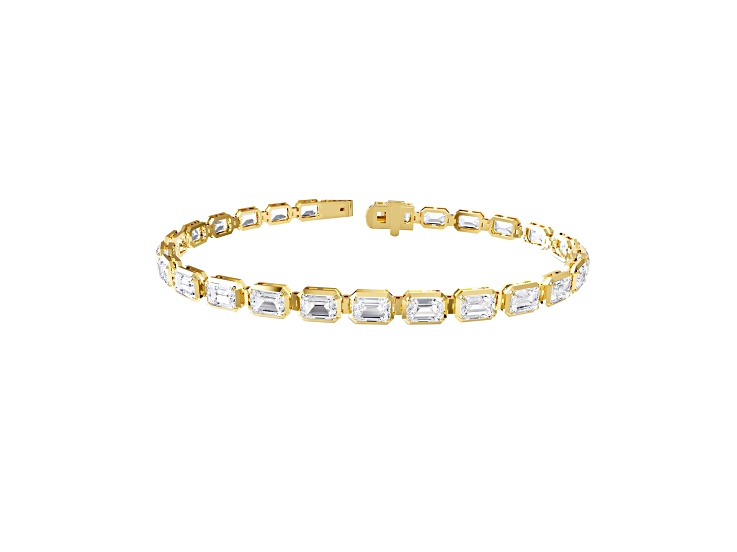 White Lab-Grown Diamond EF VVS-VS 18k Yellow Gold Over Sterling Silver Tennis Bracelet 10.00ctw