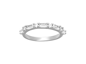 Lab Created White Sapphire Sterling Silver Band 0.63ctw