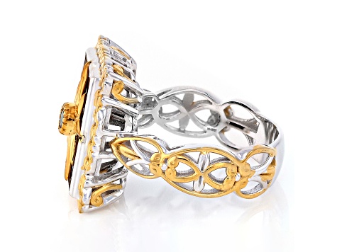 Green Grizzly Emerald Rhodium & 24K Yellow Gold Over