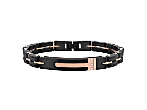Diamond Accent Two-Toned Stainless Steel Link Bracelet