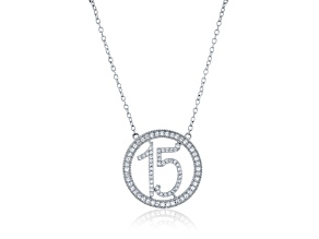 Quinceañera Round Pave Necklace Finished in Platinum