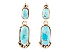 Barse Jewelry Blue Composite Turquoise Gold Tone Plateau Earrings
