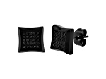 Black Stainless Steel and Black Diamond Stud Earrings 0.25ctw