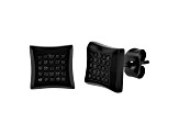 Black Stainless Steel and Black Diamond Stud Earrings 0.25ctw