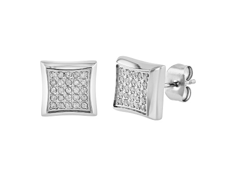 Stainless Steel White Diamond Stud Earrings 0.25ctw