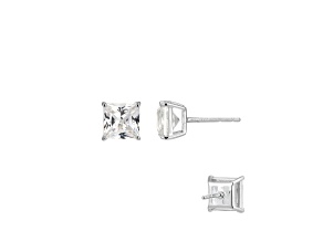White Lab Created Sapphire Rhodium Over Sterling Silver Stud Earrings 1.09ctw