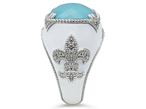 Judith Ripka 13x13mm Turqouise Simulant And Bella Luce Rhodium Over Sterling Silver Ring