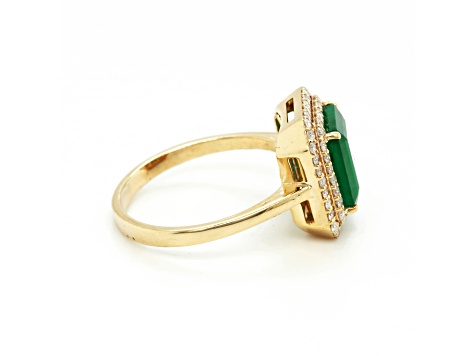 2.59 Ctw Emerald and 0.46 Ctw White Diamond Ring in 14K YG