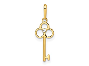Picture of 14K Yellow Gold Cubic Zirconia Key Pendant