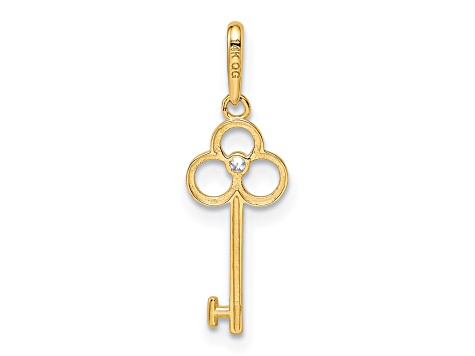 14K Yellow Gold Cubic Zirconia Key Pendant