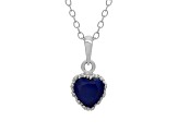 Lab Created Blue Sapphire Sterling Silver Heart Pendant with Chain 1.00ctw