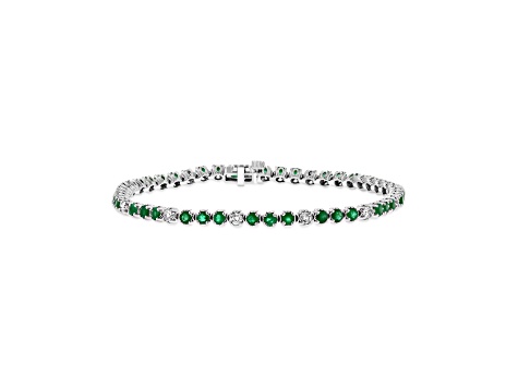 3.09ctw Emerald and Diamond Bracelet in 14k White Gold