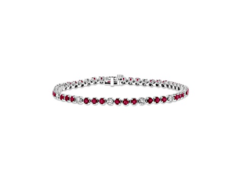 3.09ctw Ruby and Diamond  Bracelet in 14k White Gold