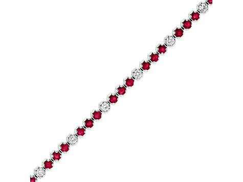 3.09ctw Ruby and Diamond  Bracelet in 14k White Gold
