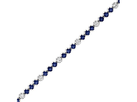 3.09ctw Sapphire and Diamond Bracelet in 14k White Gold