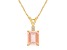 9x7mm Emerald Cut Morganite with Diamond Accent 14k Yellow Gold Pendant With Chain