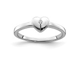 Sterling Silver Polished and Satin Cubic Zirconia Heart Children's Ring