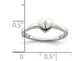 Sterling Silver Polished and Satin Cubic Zirconia Heart Children's Ring