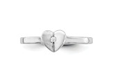 Sterling Silver Polished and Satin Cubic Zirconia Heart Children's Ring