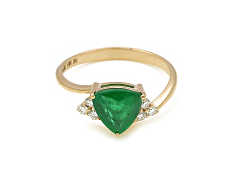 1.48Ctw Emerald with 0.15Ctw Diamond Ring in 14K YG