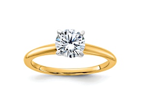 14K Yellow Gold With White Gold Accents 1 ct. D E F Pure Light Round Moissanite Solitaire Ring