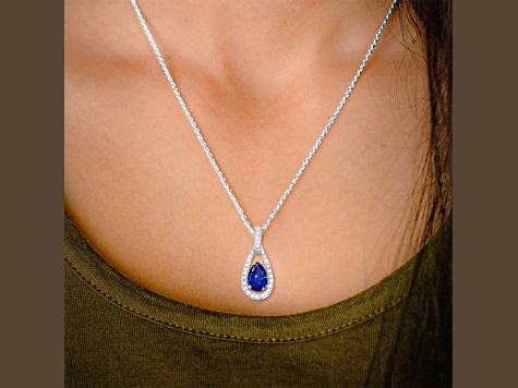 14K White Gold Tanzanite and Diamond Pendant 1.23ctw