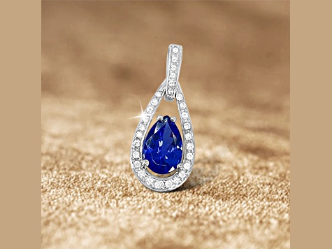14K White Gold Tanzanite and Diamond Pendant 1.23ctw