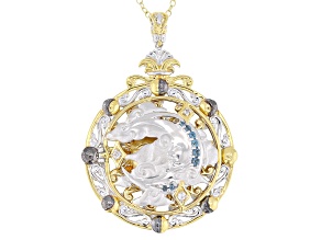 Orange Madeira Citrine Rhodium & 24k Gold Over Palladium Silver Pendant With Chain 0.71ctw