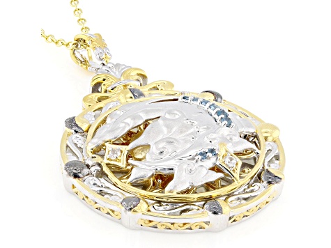 Orange Madeira Citrine Rhodium & 24k Gold Over Palladium Silver Pendant With Chain 0.71ctw