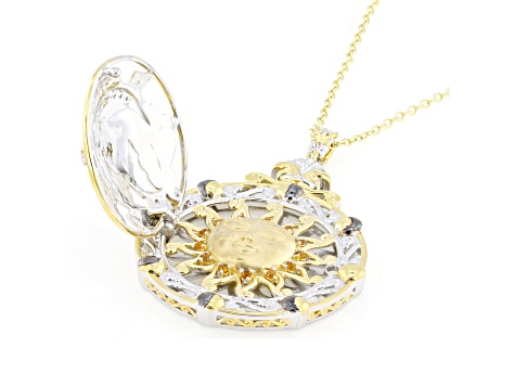 Orange Madeira Citrine Rhodium & 24k Gold Over Palladium Silver Pendant With Chain 0.71ctw