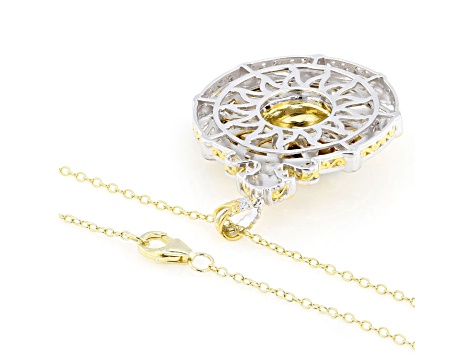 Orange Madeira Citrine Rhodium & 24k Gold Over Palladium Silver Pendant With Chain 0.71ctw