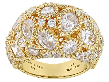 Picture of Judith Ripka 8.30ctw Bella Luce® Diamond Simulant 14K Gold Clad Dome Ring