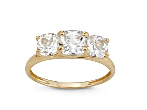 Lab Created White Sapphire 3-Stone 10K Yellow Gold Ring 1.85ctw