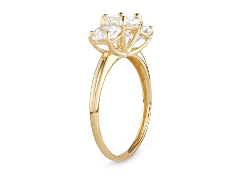 Lab Created White Sapphire 3-Stone 10K Yellow Gold Ring 1.85ctw